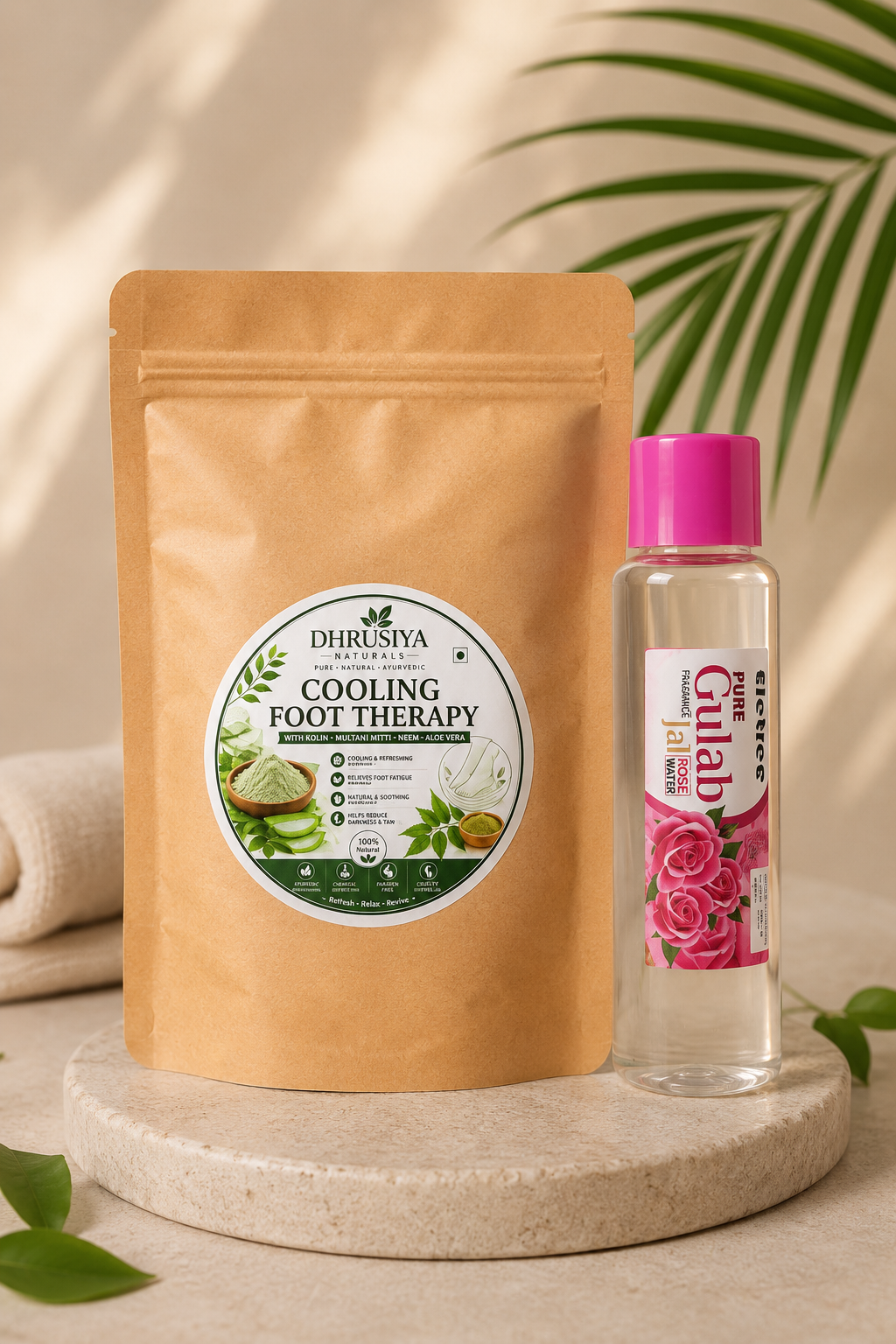 Dhrusiya Naturals Cooling Foot Therapy with Pure Gulab Jal – Herbal Foot Care for Refreshing & Soothing Comfort