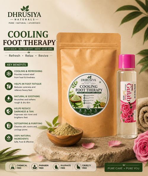 Dhrusiya Naturals Cooling Foot Therapy with Pure Gulab Jal – Herbal Foot Care for Refreshing & Soothing Comfort
