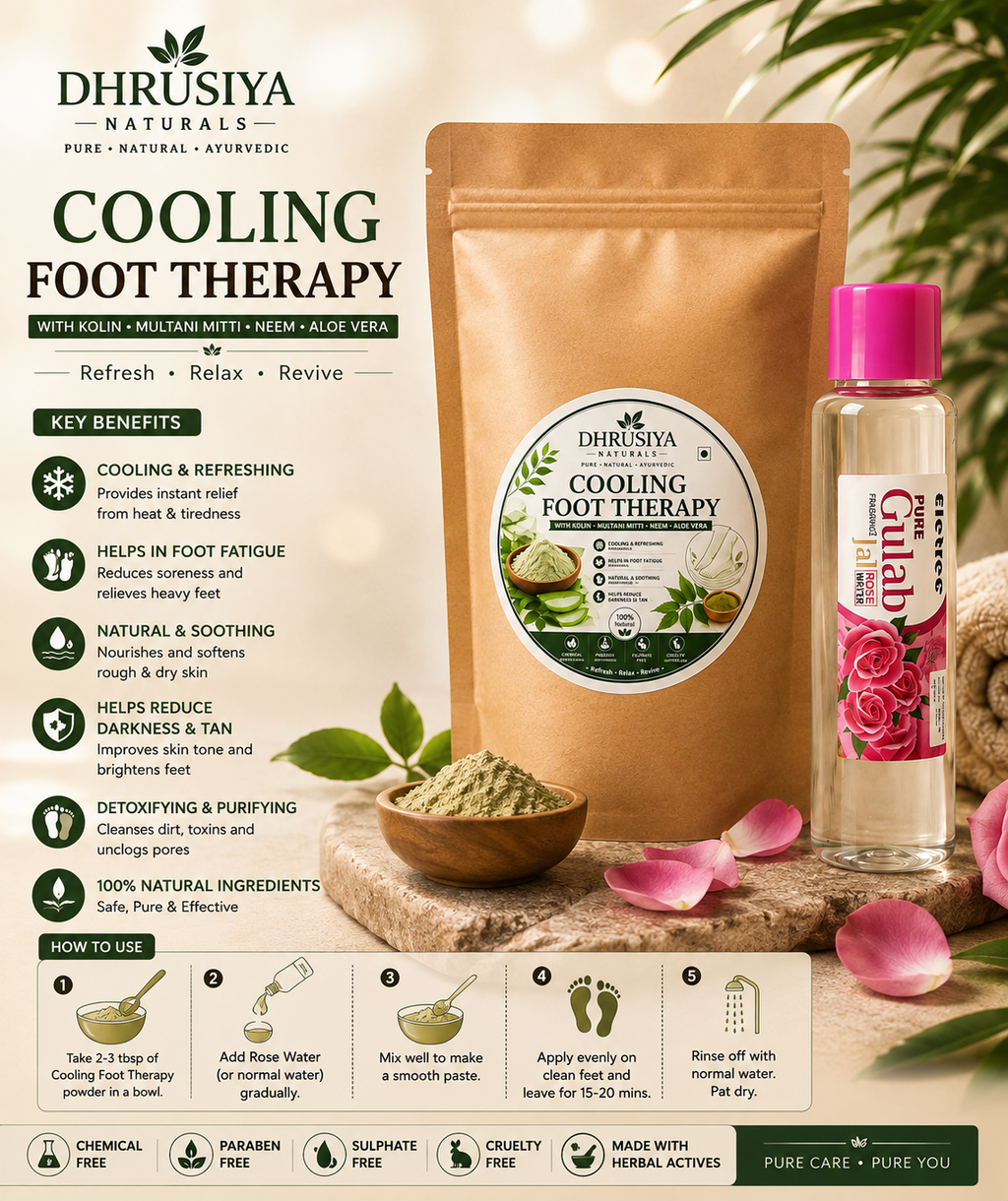 Dhrusiya Naturals Cooling Foot Therapy with Pure Gulab Jal – Herbal Foot Care for Refreshing & Soothing Comfort