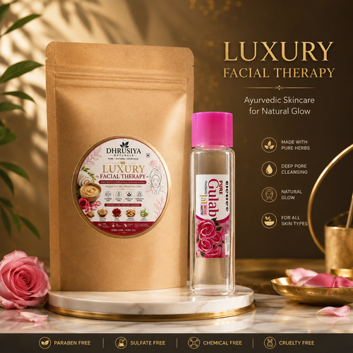 Dhrusiya Naturals Luxury Facial Therapy Kit with Pure Gulab Jal – Ayurvedic Skincare for Natural Glow